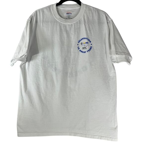 Hanes Beefy White Crew Neck Short Sleeve "AFC" T-Shirt Reg Size L - Picture 1 of 3